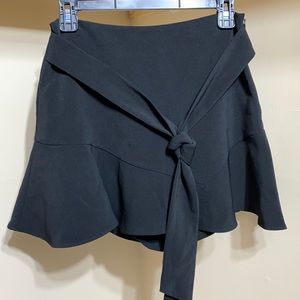 Zara Tie waist Black Ruffle Mini Skort